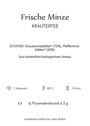 
                  
                    Laden Sie das Bild in den Galerie-Viewer, Frische Minze Pyramiden-Teebeutel 15 Stk.
                  
                